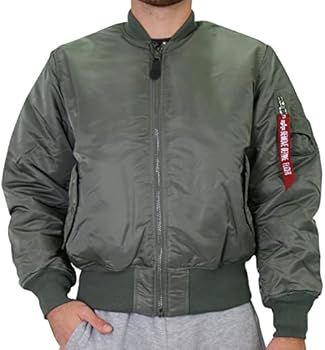 Alpha Industries Men's MA-1 Bomber Jacket, Vert Vintage, L : Buy